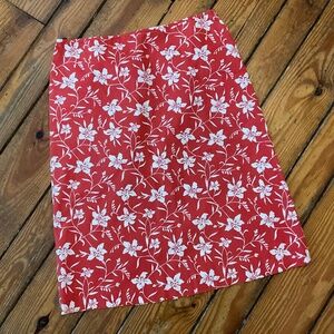 GAP Vintage Pencil Skirt White Floral + Coral Red